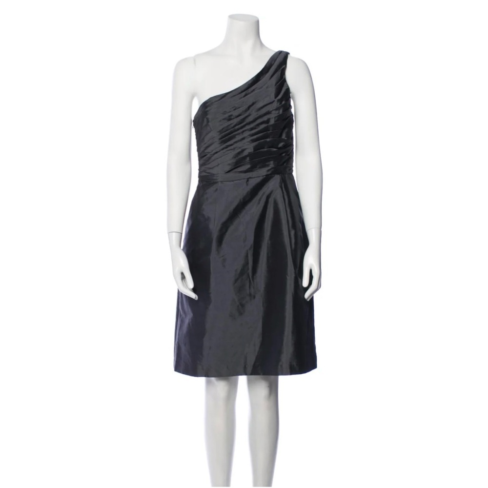 ML Monique Lhuillier woman’s gray one shoulder knee length formal party dress‎ 8